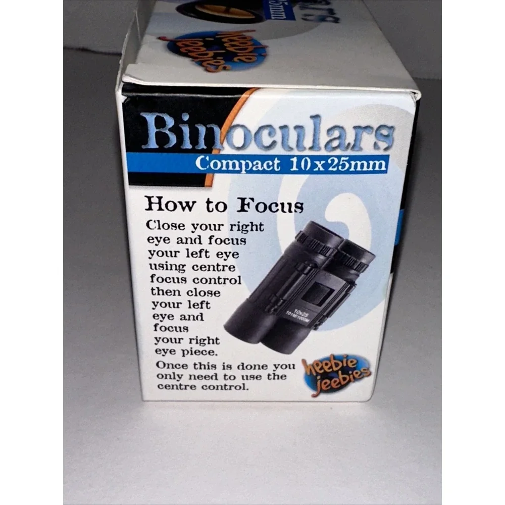 Heebie Jeebies Compact Binoculars 10x25mm Black Glare Reduction with Soft Case